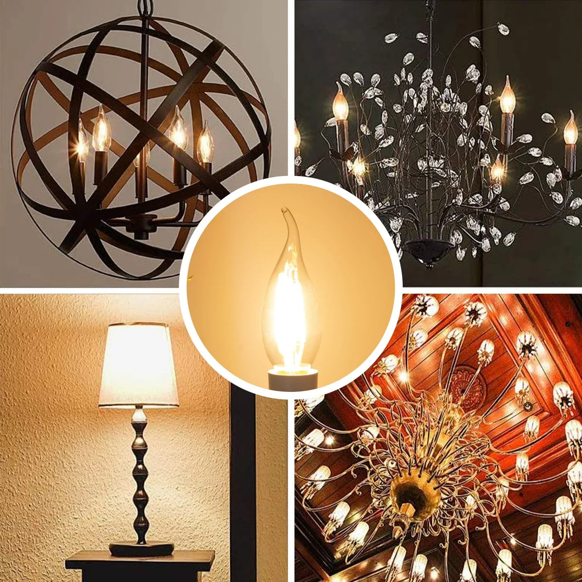 Bombilla LED Llama Decorbites™ E12 E14 C35 Vela Retro Filamento 4W 6W Regulable Blanco Cálido