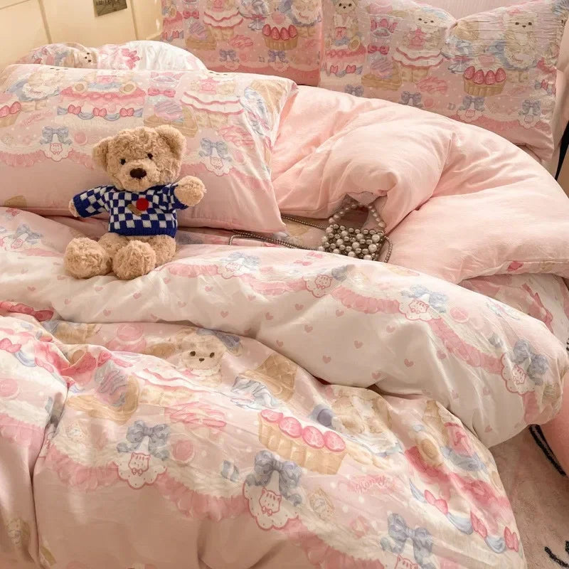 طقم لحاف قطني مريح مطبوع عليه رسوم متحركة من DecorBites™ للبالغين