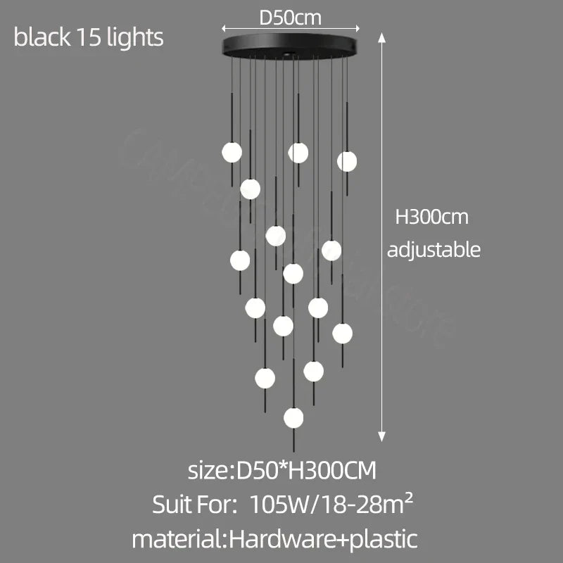 Lámparas de araña LED creativas DecorBites™: Diseño lujoso para salas de estar, grandes luminarias para escaleras