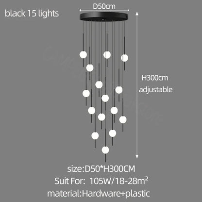 Lámparas de araña LED creativas DecorBites™: Diseño lujoso para salas de estar, grandes luminarias para escaleras