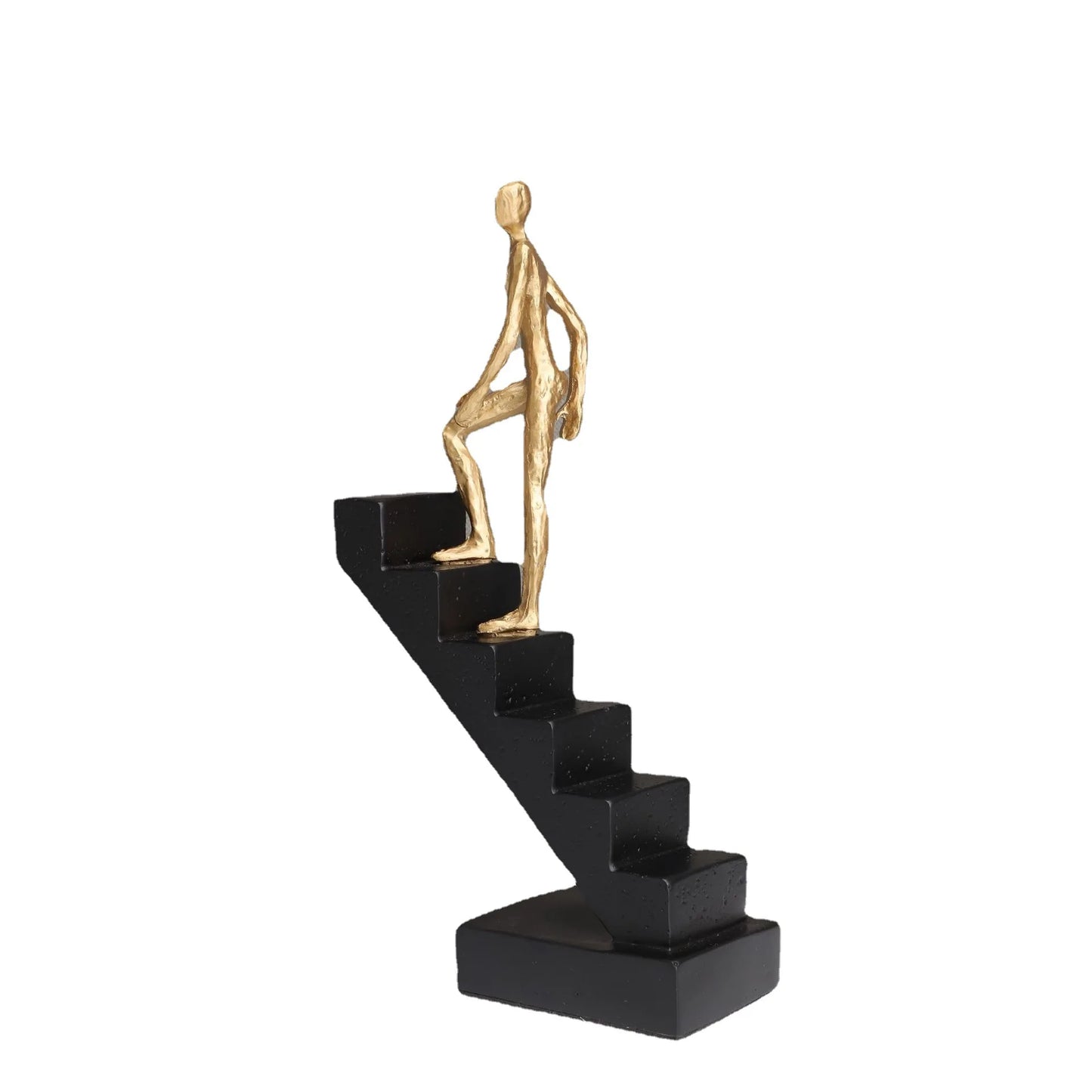 DecorBites™ Escultura abstracta de hombre dorado escalando escaleras Adornos para el hogar