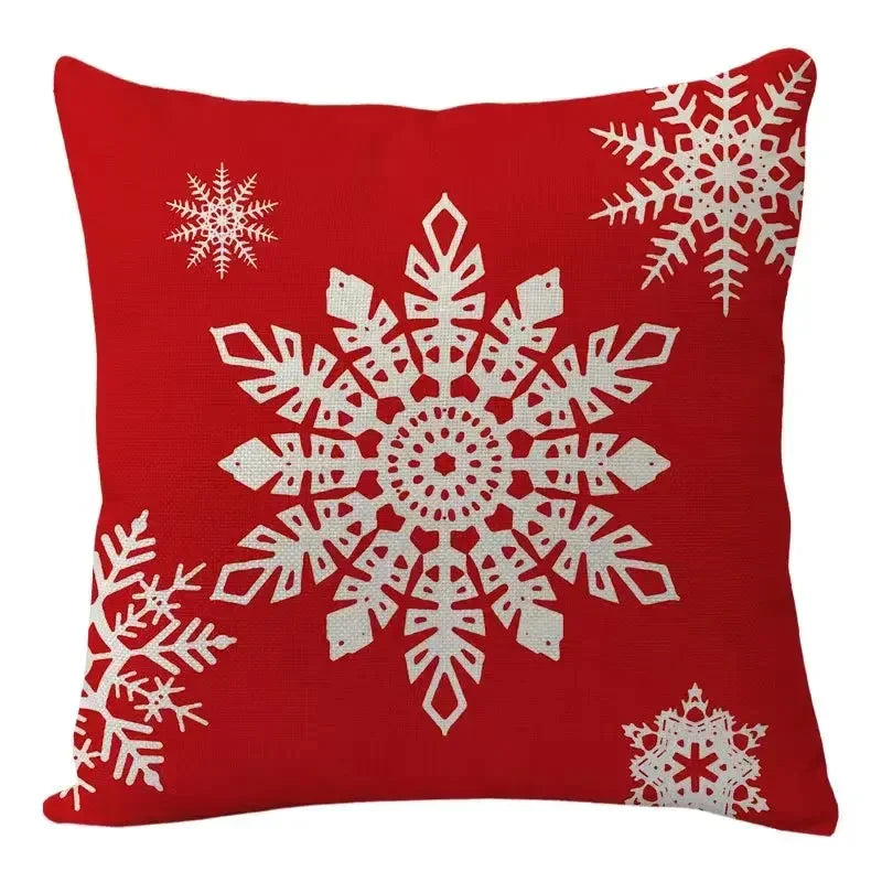 DecorBites™ Christmas Elk Pillowcase 45x45cm Farmhouse Red Letter Design