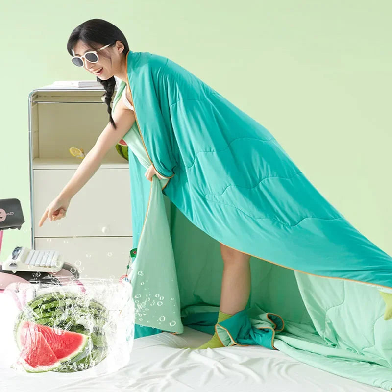 DecorBites™ Green Summer Cooling Comforter for Single Beds