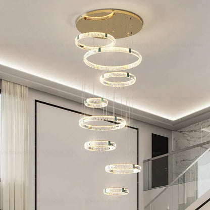 DecorBites™ Duplex Crystal Chandelier for Modern Living Room & Empty Stairwell Building