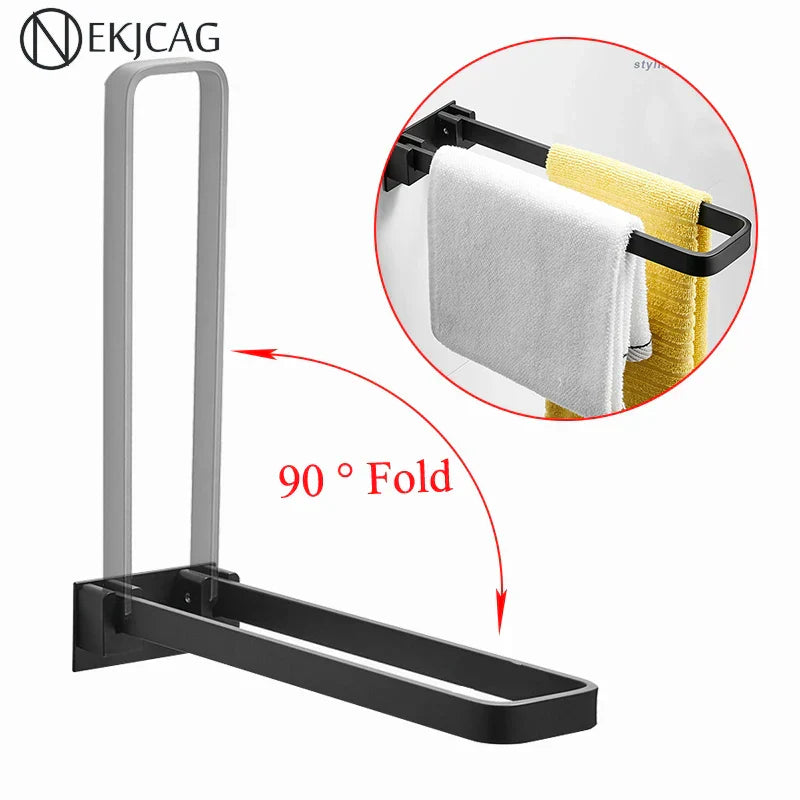 DecorBites™ Black Aluminum Bathroom Towel Rack - Single Layer Wall Mounted Towel Bar