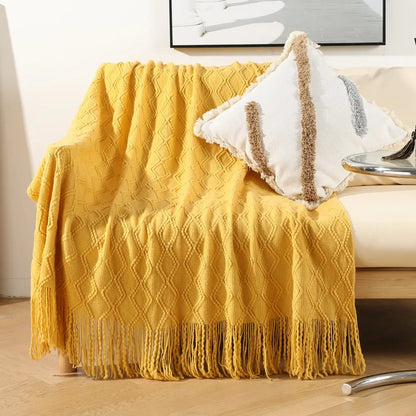 DecorBites™ Knitted Woolen Blanket - Cozy Home Accent and Travel Essential