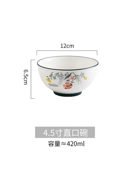 Juego de plato y tazón para fideos de arroz DecorBites™ de porcelana fina