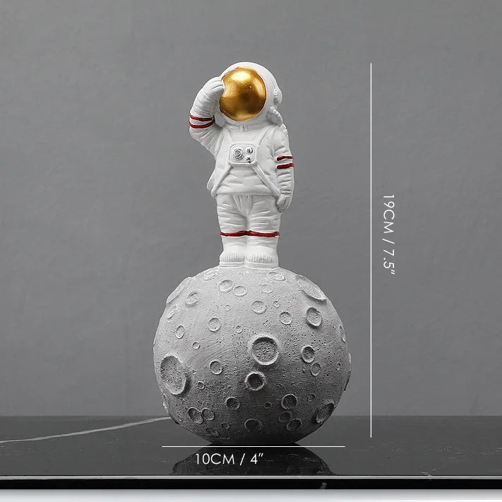 Figuras de astronautas DecorBites™: Escultura moderna de astronauta con luna, regalo perfecto para hombre y novio