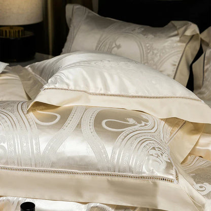 Decobites Silky Satin Jacquard Egyptian Cotton Luxury Duvet Bedding Set