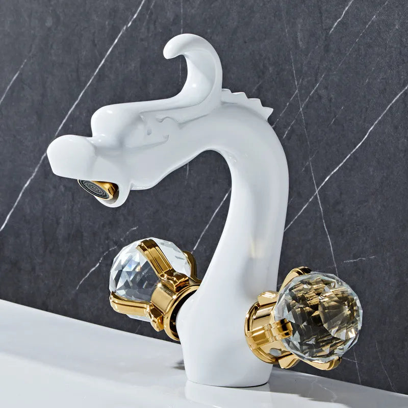 Grifo de lavabo de doble manija Cristal de Oro Decorbites™ para baño