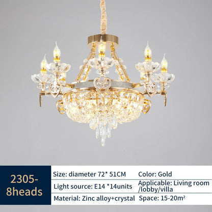 DecorBites™ Crystal Luxury Chandelier for European Style Living Room, Bedroom, and Stairwell