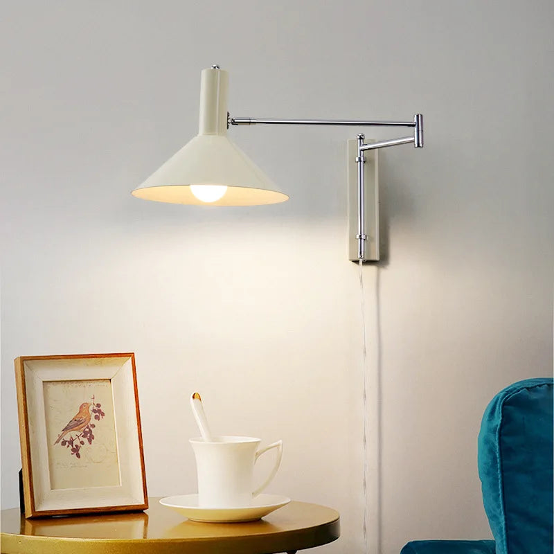 DecorBites™ Industrial Metal Wall Lamp with Extendable Arms for Bedside Reading