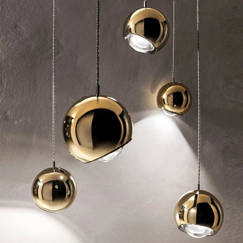 Luz LED colgante de bola de cromo dorado Decorbites™ para cocina, dormitorio, comedor