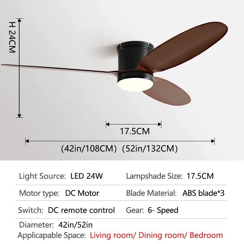 DecorBites™ Black DC Ceiling Fan Light with Remote Control and LED Chandelier
