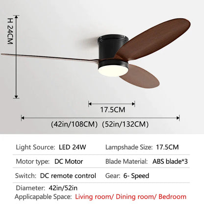 DecorBites™ Black DC Ceiling Fan Light with Remote Control and LED Chandelier