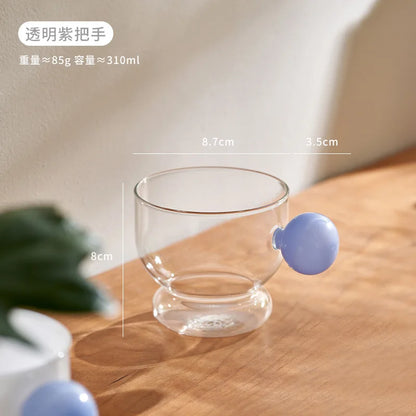 DecorBites™ Glass Spherical Handle Coffee Mug, 310ml