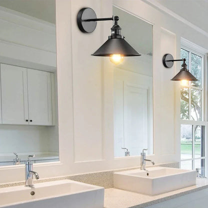 DecorBites™ Industrial Wall Sconce Light with Adjustable Metal Lampshade