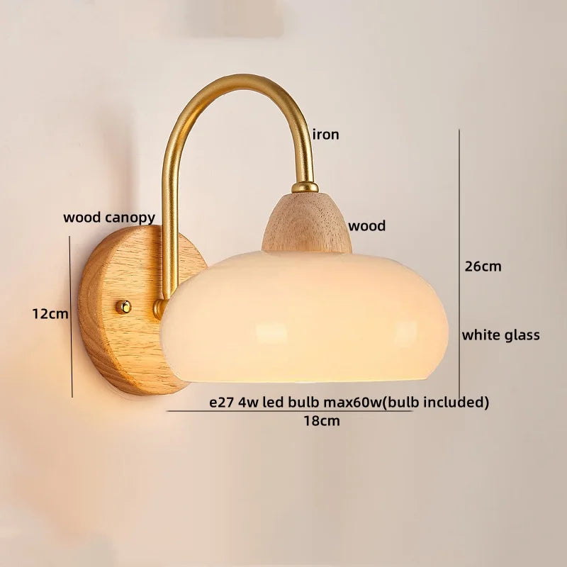 Luces de pared LED de vidrio y madera Decorbites™ Decoración para dormitorio, sala de estar, café, espejo, lámpara de mesita de noche
