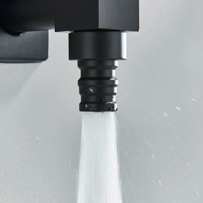 DecorBites™ Black Brass Wall Mounted Washing Machine Faucet for Outdoor Use