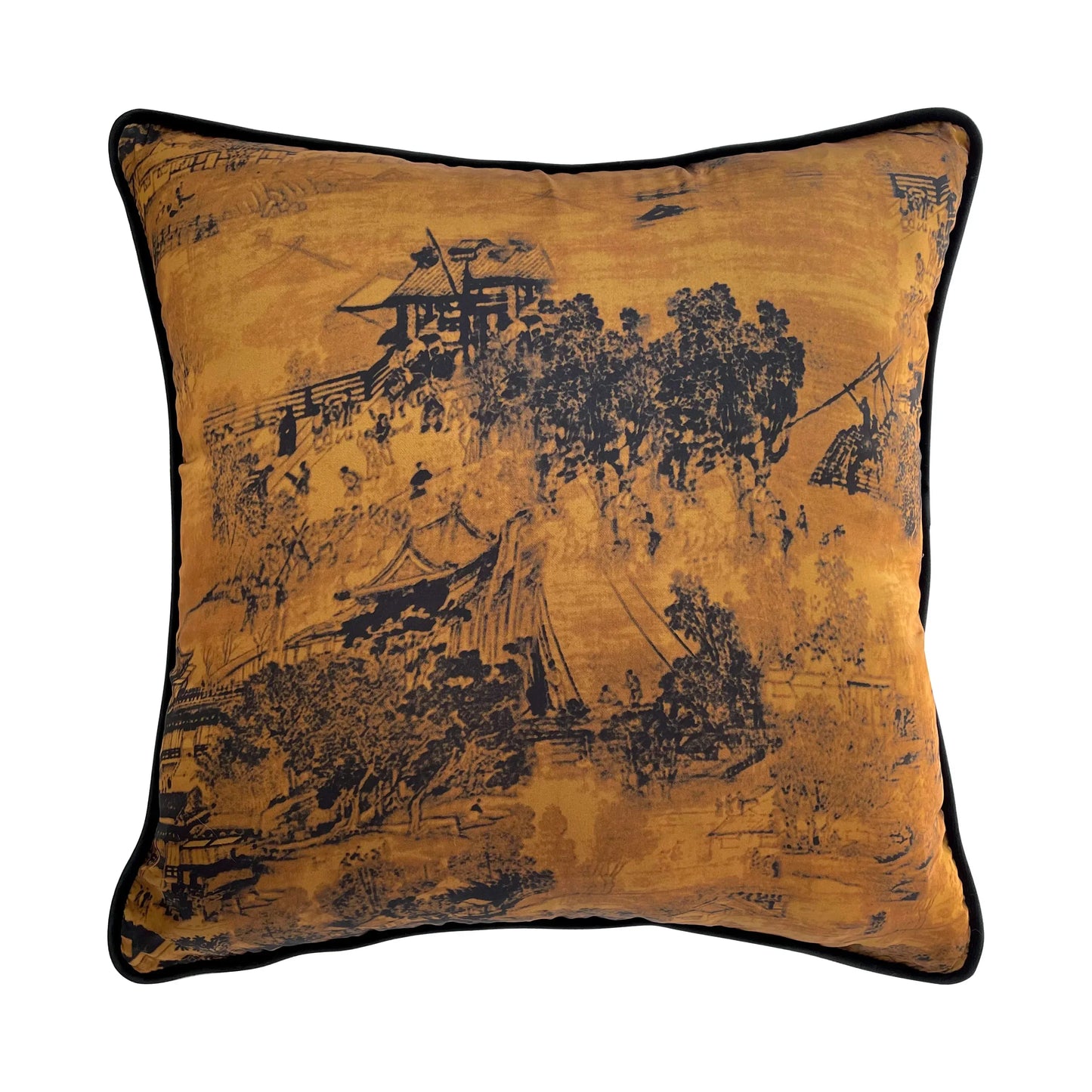 DecorBites™ Chinoiserie Sunset Glow Landscape Accent Cushion Cover - Exquisite Retro Decor Pillowcase