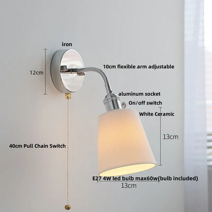 DecorBites™ LED Wall Lamp Sconce with Pull Chain Switch and Flexible Arm