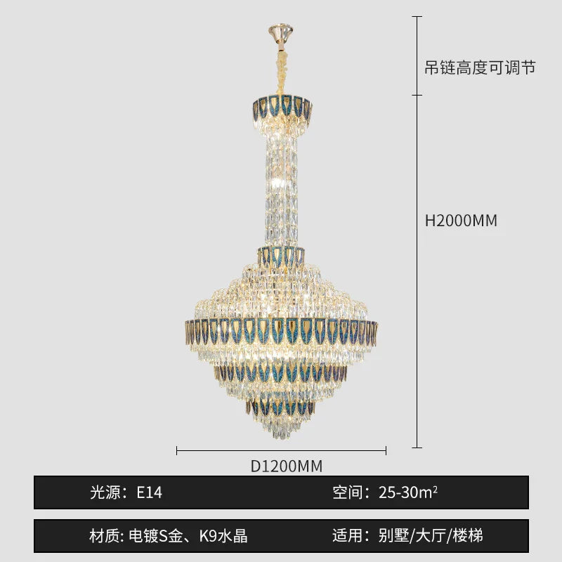 DecorBites™ Crystal Chandelier for High-End Designer Duplex Living Room