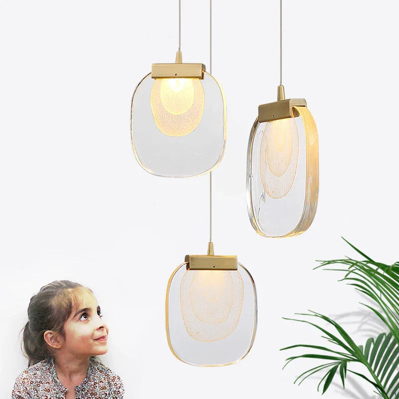 DecorBites™ Glass Pendant Lights: Modern Crystal Hanging Lamp for Home Decor