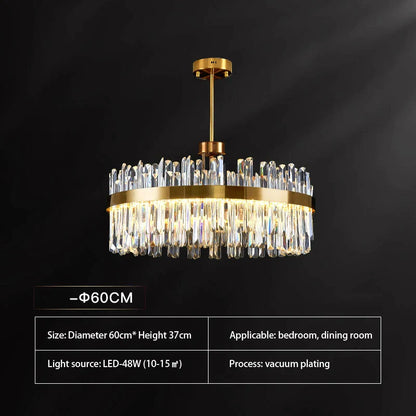 Lámpara colgante redonda de cristal dorado DecorBites™ para dormitorio y sala de estar