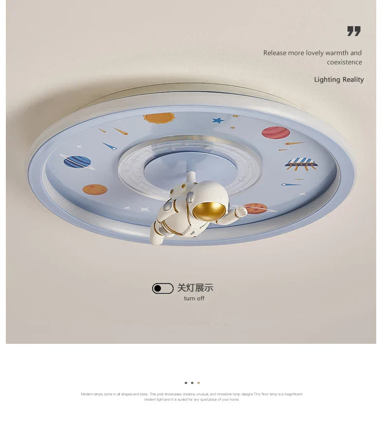 Lámpara de techo LED DecorBites™ de astronauta para habitación infantil - Diseño de dibujos animados azul