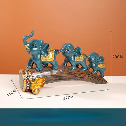 DecorBites™ Elephant Resin Ornament: Elegant Living Room Sculpture & Home Office Decor