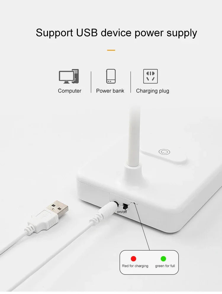 DecorBites™ LED Foldable Desk Lamp with 3-Level Color & Touch Dimmable Light