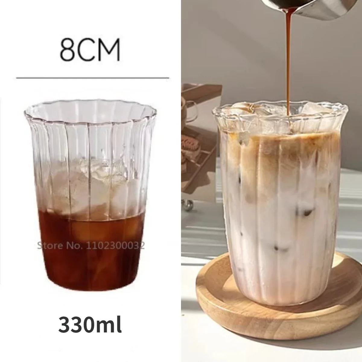 DecorBites™ Heat-Resistant Stripe Glass Cup for Home and Office Drinkware