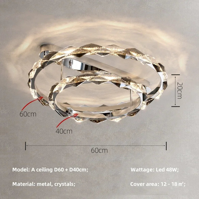 DecorBites™ Crystal Chandelier Pendant Light - Dimmable Modern Luxury LED Chrome Luminaria