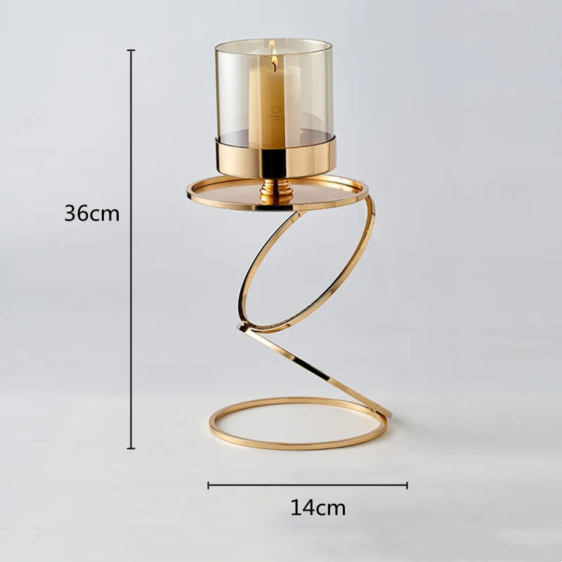 Portavelas de cristal con marco metálico dorado DecorBites™ - Centros de mesa para bodas y decoración del hogar