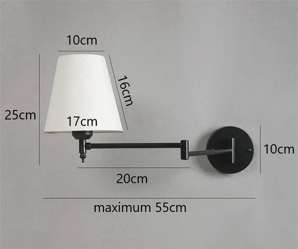 DecorBites™ Adjustable LED Wall Lamp for Bedroom, Hotel, or Study - Rotating Long Arm Reading Light