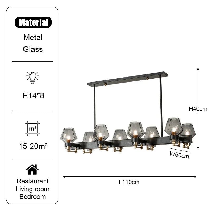 DecorBites™ Luxe Glass Chandelier: Modern Retro Living Room Pendant Lamp Lighting Fixtures