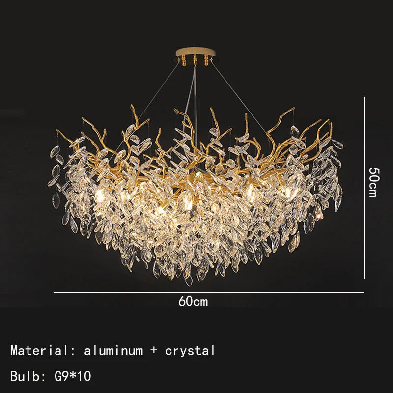 DecorBites™ Gold Aluminium Crystal Chandelier for Elegant Dining Room Lighting