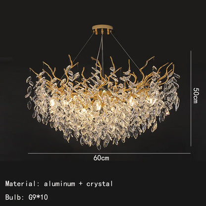 DecorBites™ Gold Aluminium Crystal Chandelier for Elegant Dining Room Lighting