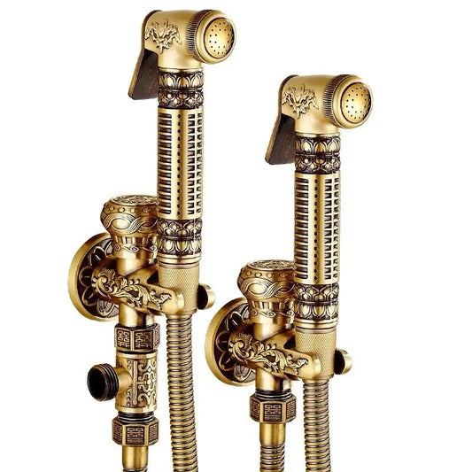 DecorBites™ Gold Brass Hand Held Bidet Shattaf Shower Head Set