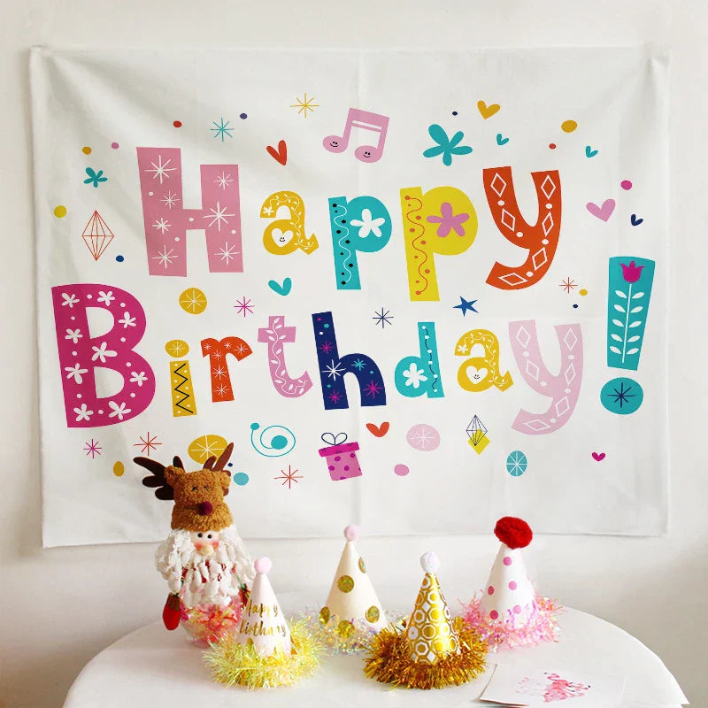 Decobites Birthday Wall Tapestry Decoration Party Bedroom Hanging Cloth