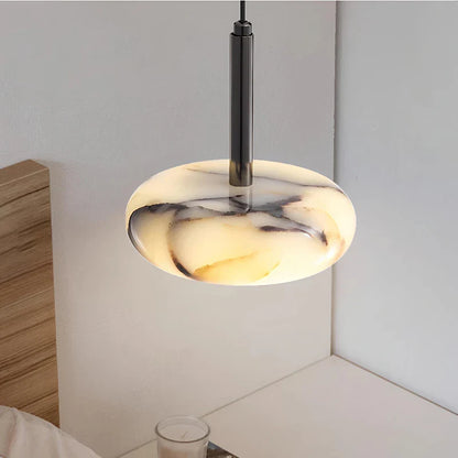 European White Marble Bedside Pendant Light for Bedroom