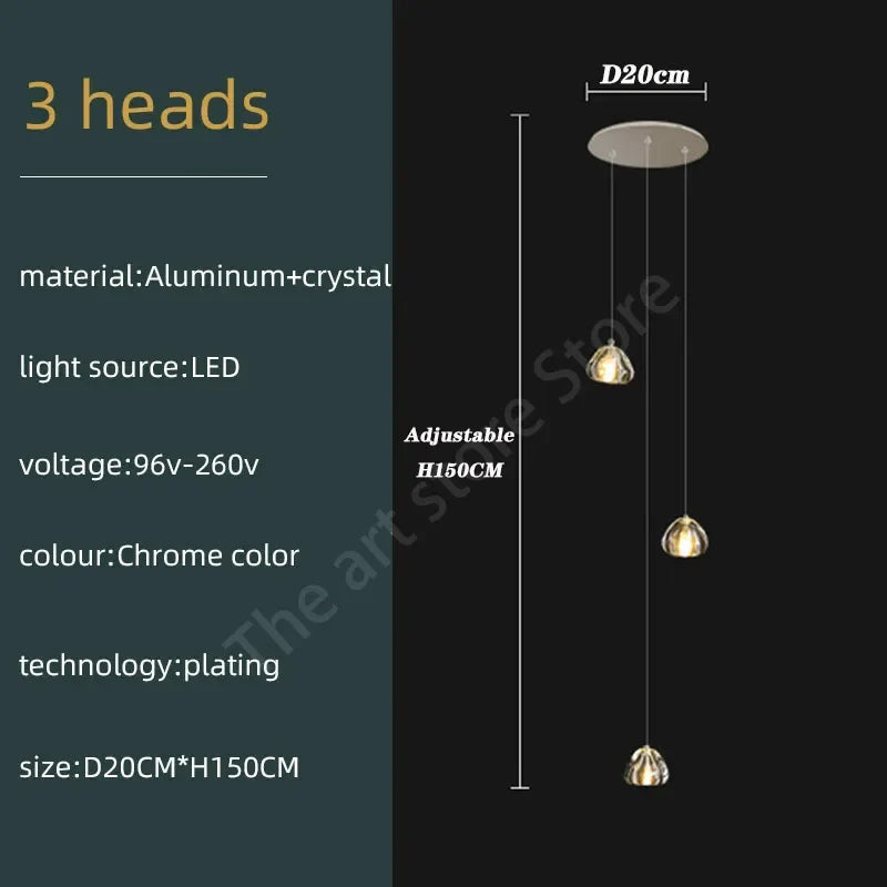 DecorBites™ Crystal LED Ceiling Chandelier: Modern Spiral Kitchen Staircase Home Decoration Light