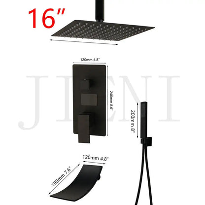 DecorBites™ Black Digital Shower Faucet, Matte Black Finish, Thermostatic Temperature Display