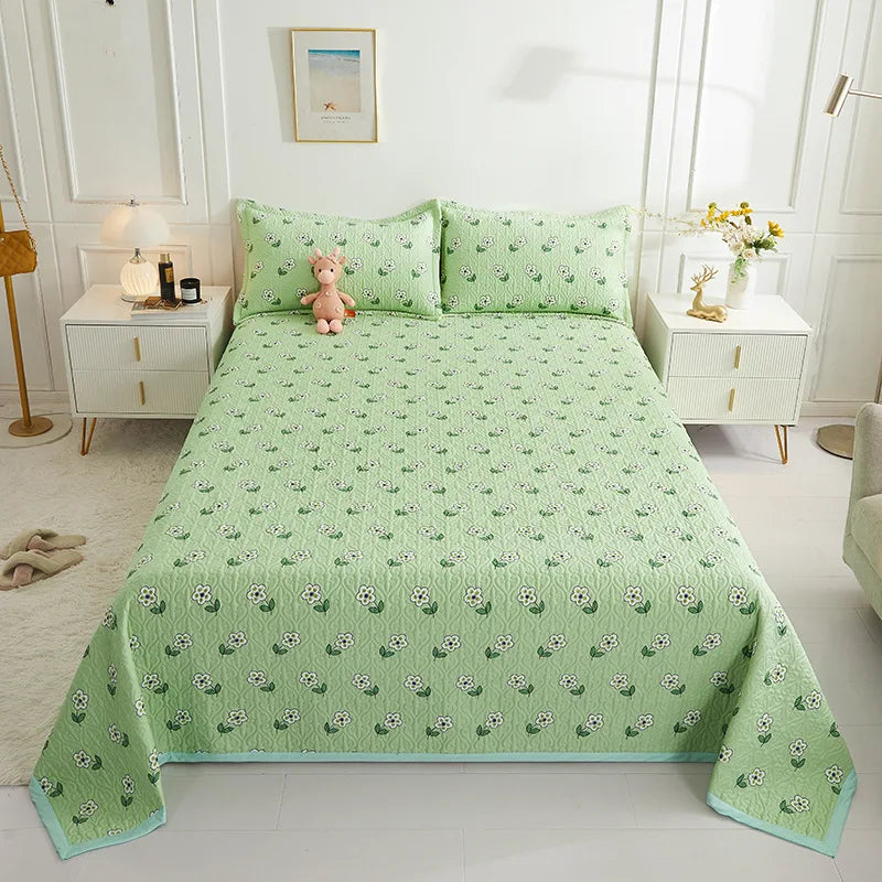 طقم غطاء سرير مزدوج من القطن من DecorBites™ بتصميم زهور لديكور سرير منزلي صحي