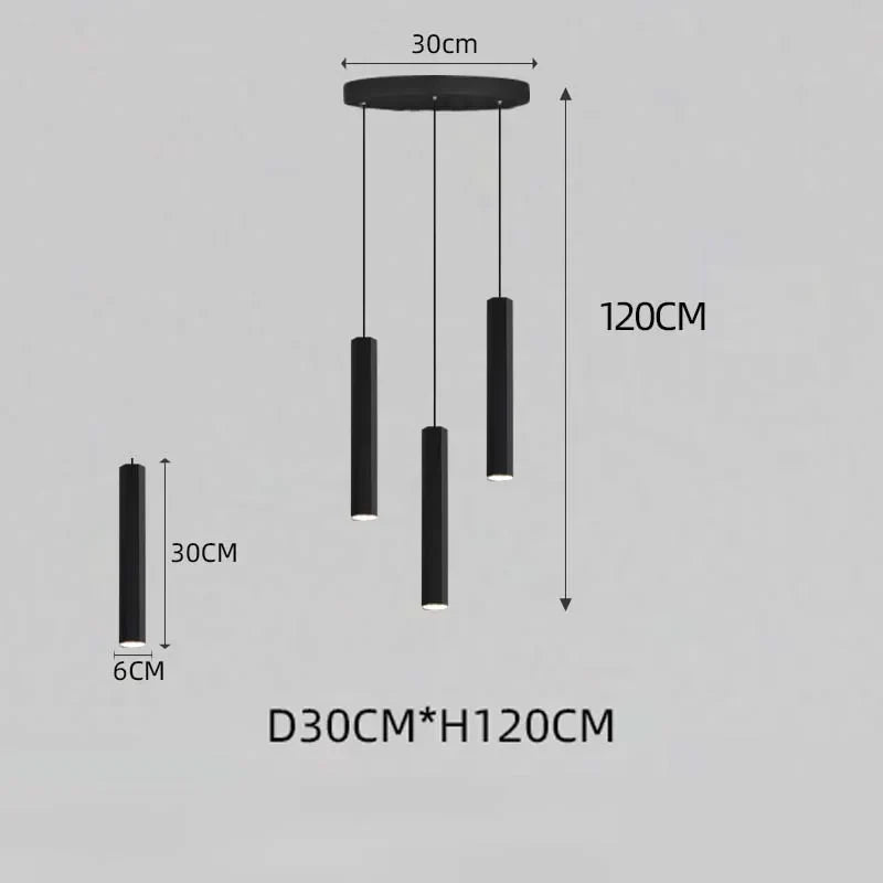 Lámpara de araña para escalera DecorBites™ con cristal LED negro: Diseño nórdico moderno, lámpara colgante creativa para isla