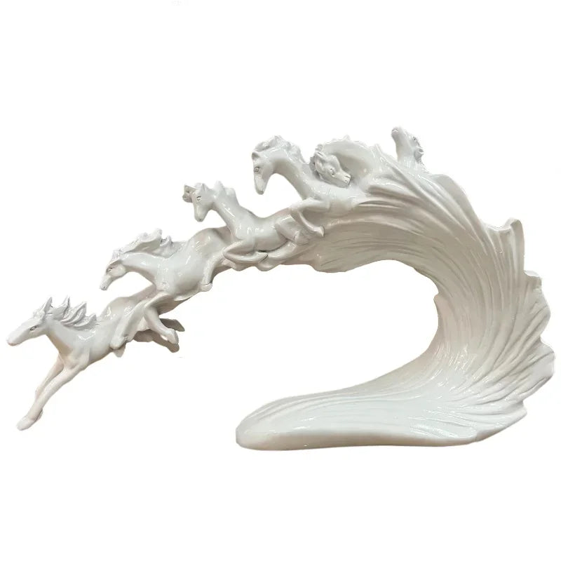 Escultura de lujo de caballo al galope DecorBites™: Decoración elegante para oficina, sala de estar y tienda.