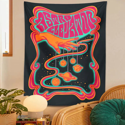 Psychedelic Planet Tapestry Wall Art Hanging for Boho Home Decor by Decobites