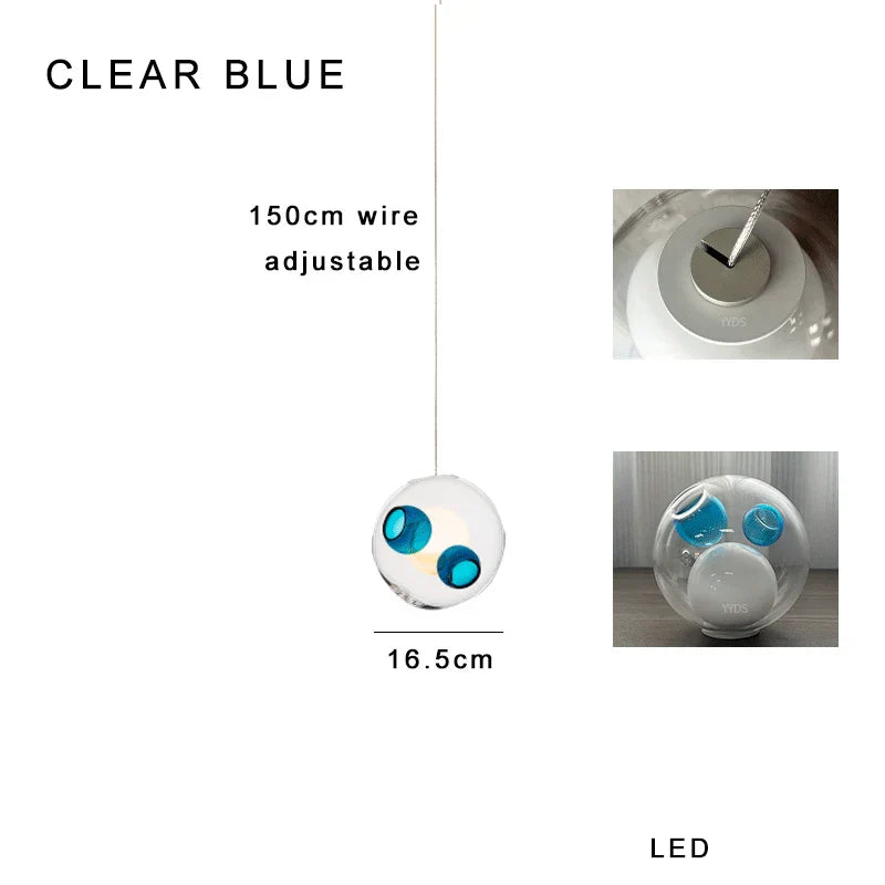 DecorBites™ Clear Glass Pendant Light Dimmable LED Luxury Hanging Lamp
