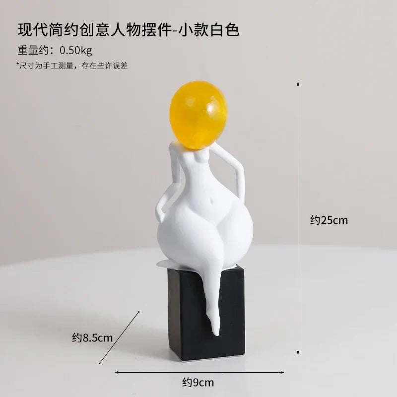 ديكور بايتس™ - تماثيل صغيرة لجسم المرأة مصنوعة من الراتنج باللونين الأبيض والأسود - ديكور منزلي