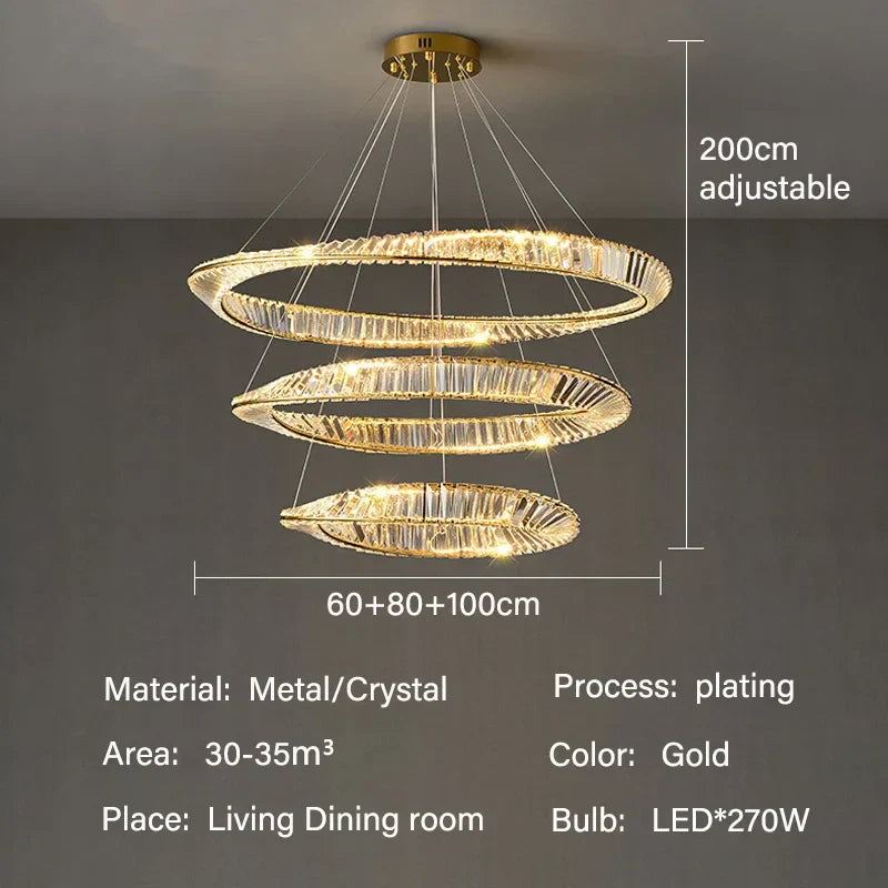 Chandelier de Colgante de Cristal LED Oro Decorbites™ para Iluminación y Decoración de Lujo en Sala de Estar y Comedor